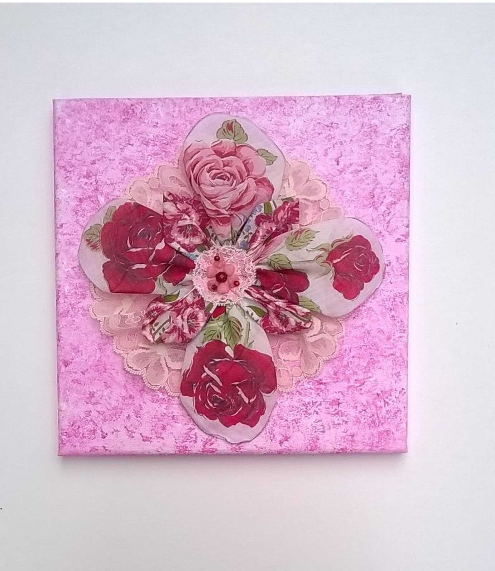 Pink and Red Wall Flower Art Canvas 3D Flower of Vintage Etsy