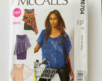 Top or Dress with Overlay Drape, McCall's 6704, Sizes Extra Small to Medium (4 - 14), UNCUT, FF