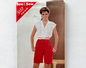 Shorts and Blouse See & Sew Pattern 5157 - Misses' Sizes 14, 16, 18 - UNCUT, FF