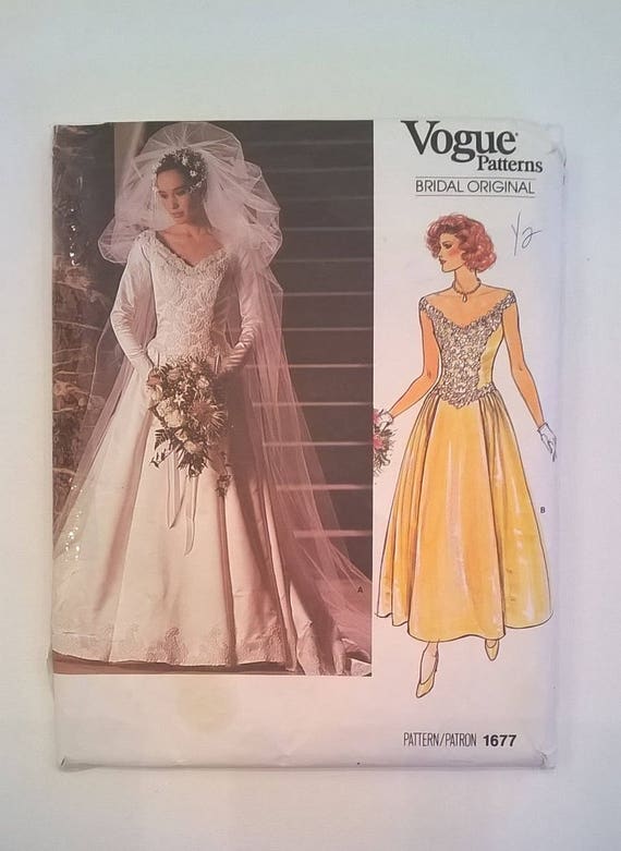 Vogue Bridal Gown Or Bridesmaid Dress Pattern 1677 Includes Etsy