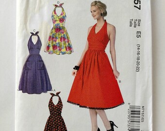 Halter Dress with Full Skirt McCall's 7157, Misses' Sizes 14, 16, 18, 20, 22, UNCUT, FF