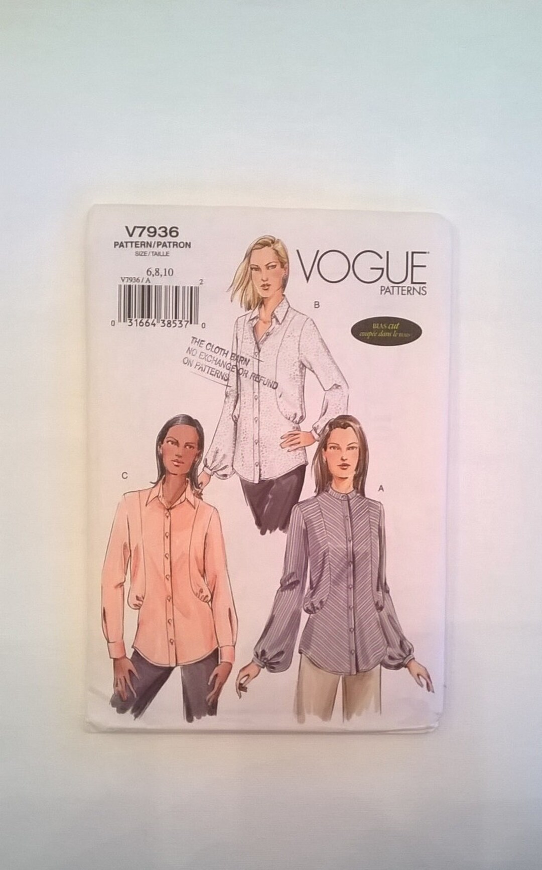 メーカー直売 - 人気ランキング Semi-fitted - 7936 Pattern Blouse Vogue Bias Long With Shirt シャツ/ブラウス(長袖/七分)
