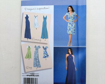 Long or Short Criss Cross Halter Dress with Strap Variations, Simplicity 2580, Misses' Sizes 6-14, UNCUT, FF