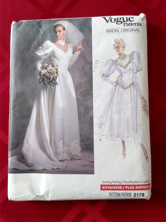 vogue bridesmaid dress patterns Bridal Gown or Pattern 2178 - Petticoat Pattern Included - Size 12 - Bust 34