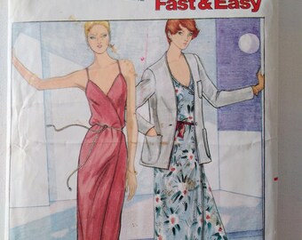 Close-Fitted Front Wrap Dress and Loose-fitting Unlined Jacket - Vintage Butterick Pattern 6483 - Misses' Sizes 8, 10, 12 - UNCUT, FF