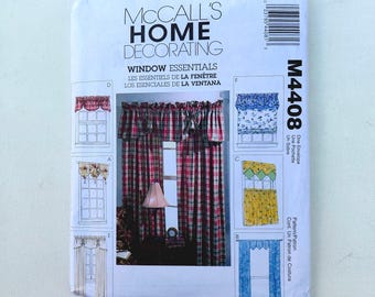 Six Window Treatments Instructions and Patterns - Curtain Panels, Valances - McCall's 4408 - UNCUT, FF