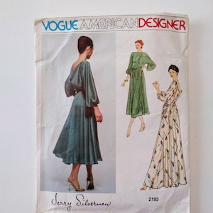 Mid-Calf or Evening Length Dress - Vintage 1970s Vogue 2193 - American Designer Jerry Silverman - Size 14 - Bust 36&quot; - UNCUT, Factory Folded