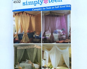 Canopies for Twin or Full Sized Beds Pattern, Simplicity Home Dec 4532, UNCUT, FF