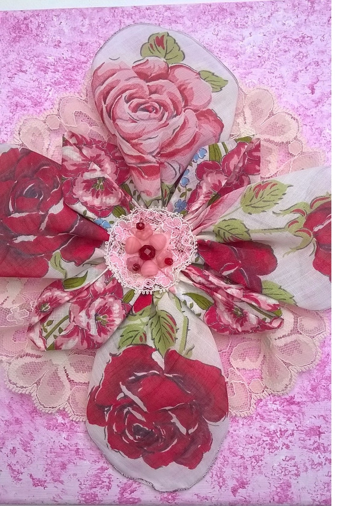 Pink and Red Wall Flower Art Canvas 3D Flower of Vintage Etsy