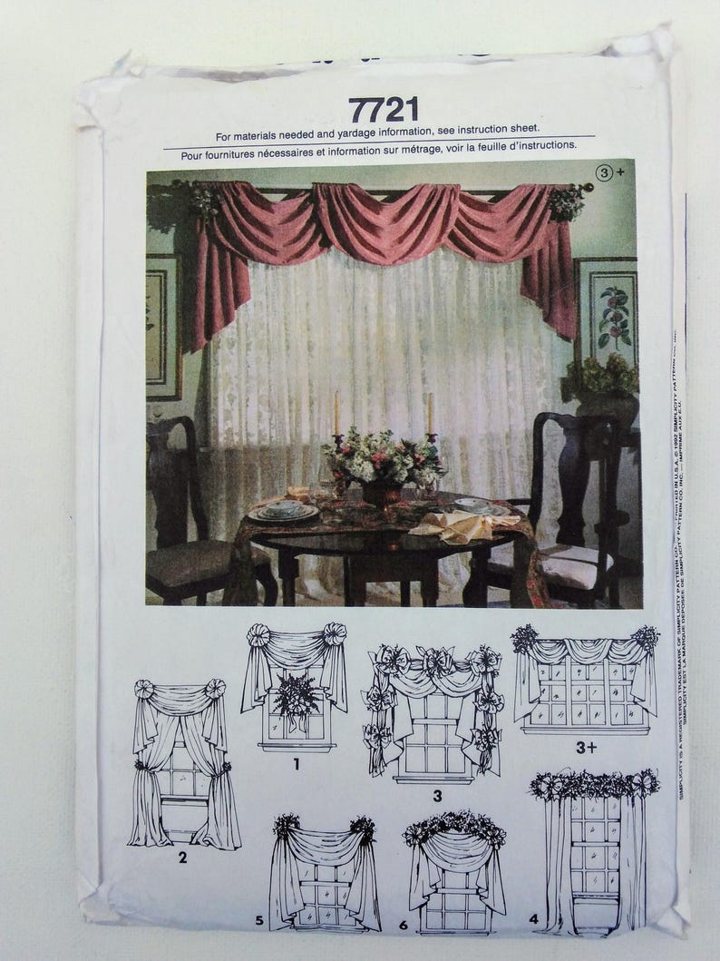 Window Swag Patterns Swag Curtains Sewing Pattern - 6 Styles - Simplicity 7721 - UNCUT ...