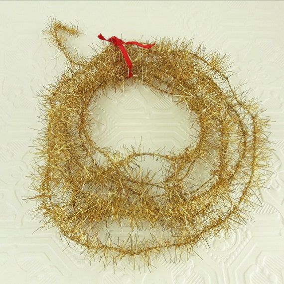 Antique Gold Tinsel Garland 123 1 Wide Metal Etsy