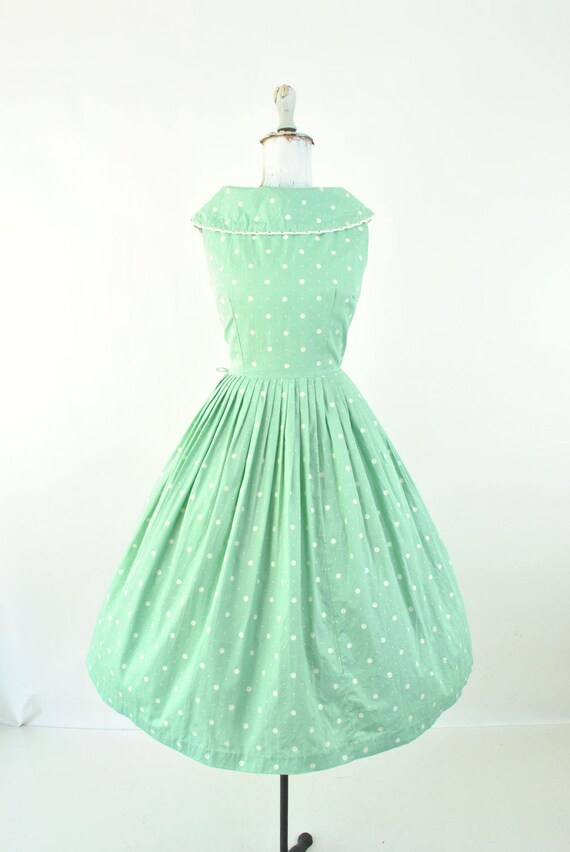 mint green polka dot dress