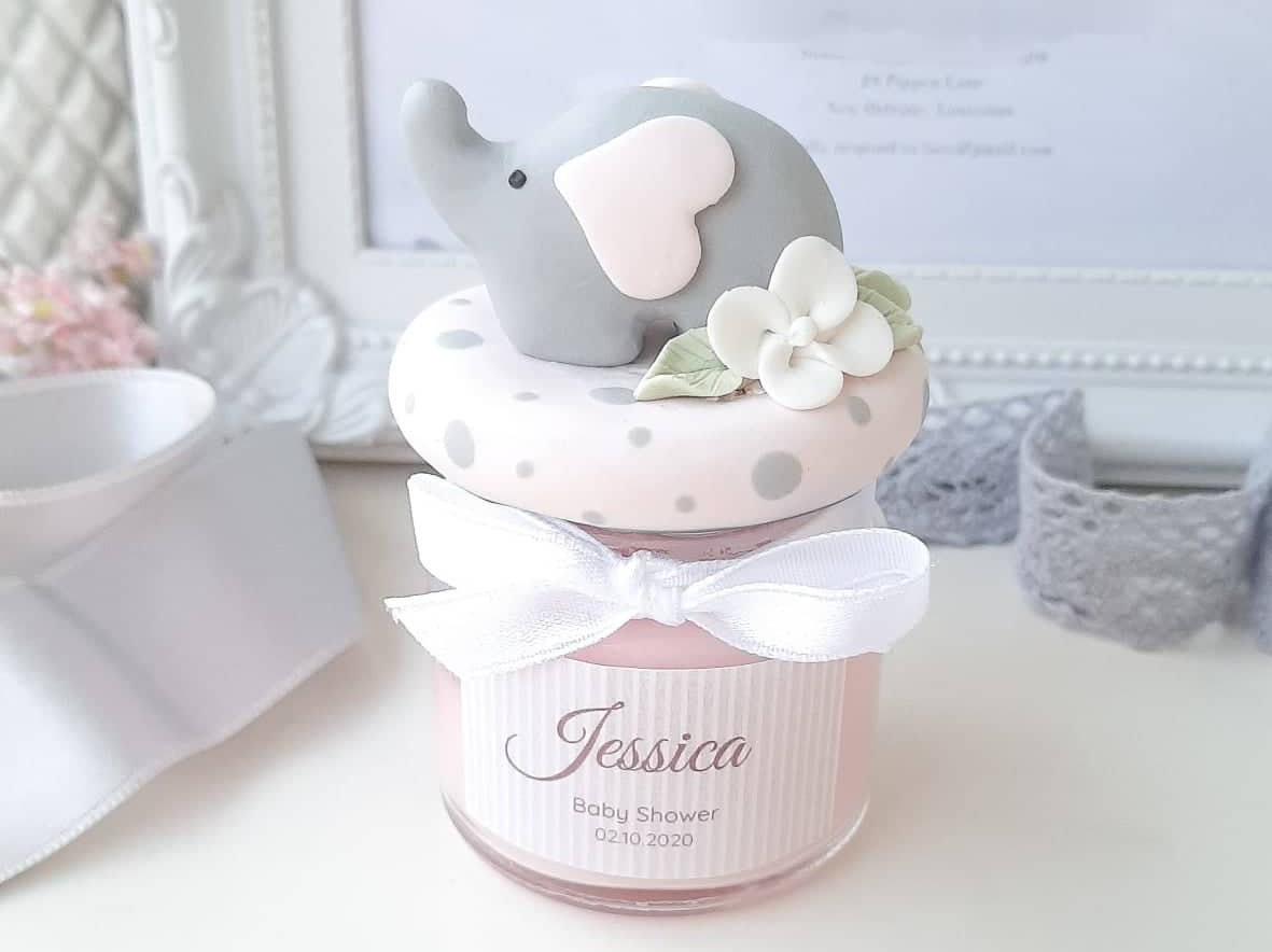 Girl Elephant Baby Shower Candle Favor Elephant Baby Shower Pink