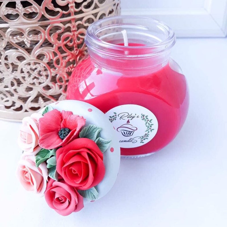 Poppy Flower Candle Unique Scented Candle Flower Candle Etsy Polska