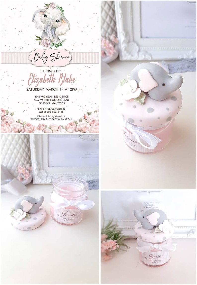 Girl Elephant Baby Shower Favors Pink Elephant Baby Shower Etsy