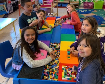 Huge, commercial sized, building bricks Table, activity table, STEM TABLE, train table, Design Patent Pending, art table, playroom furniture