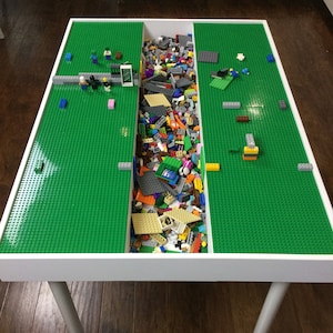 Large building bricks table, kids table with storage, activity table, desk, train table, playroom