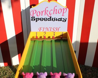 Pig Race Game, Lawn Game, Carnival Games, Backyard Game, Carnival booth Games, Bacon Run Game, Birthday Party Games, carnival theme party