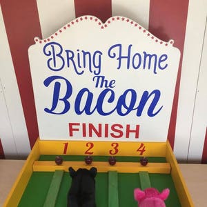 Pig Race Game, Lawn Game, Carnival Games, Backyard Game, Carnival booth Games, Bacon Run Game, Birthday Party Games, carnival theme party image 1