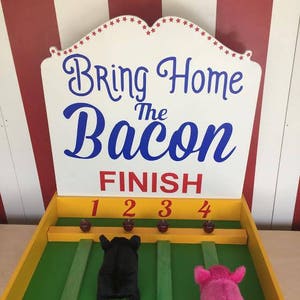 Pig Race Game, Lawn Games, Carnival Games, Backyard Game, Carnival theme party, Bacon Run Game, Birthday Party Games, carnival booth games image 1