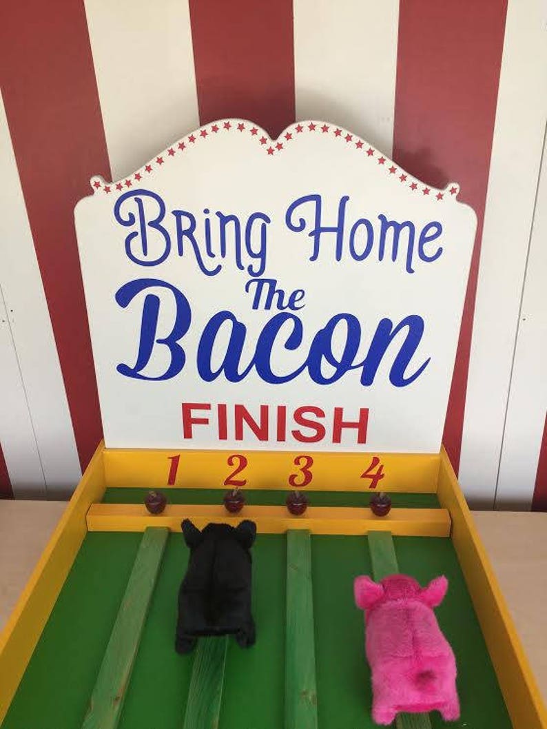 Pig Race Game, Lawn Games, Carnival Games, Backyard Game, Carnival theme party, Bacon Run Game, Birthday Party Games, carnival booth games image 1