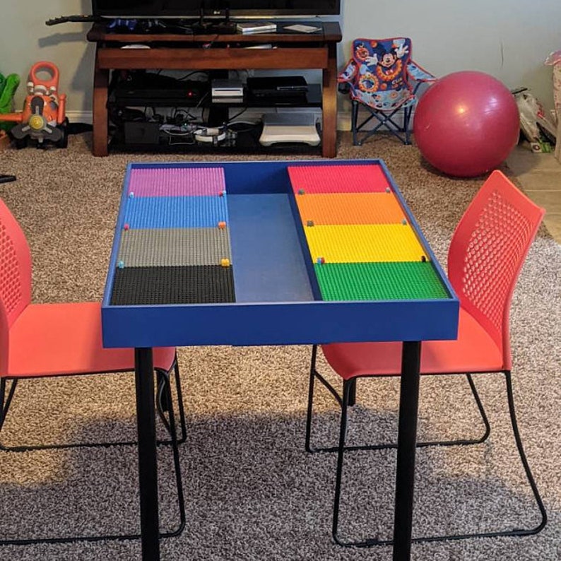 Building bricks table, kids building blocks table , kids large table with storage, train table, art table, playroom image 6