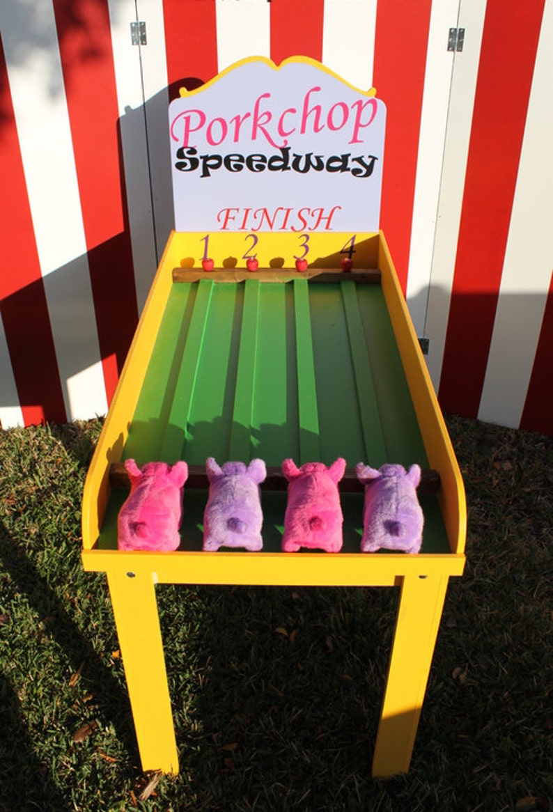 Pig Race Game, Lawn Game, Carnival Games, Backyard Game, Carnival booth Games, Bacon Run Game, Birthday Party Games, carnival theme party image 6