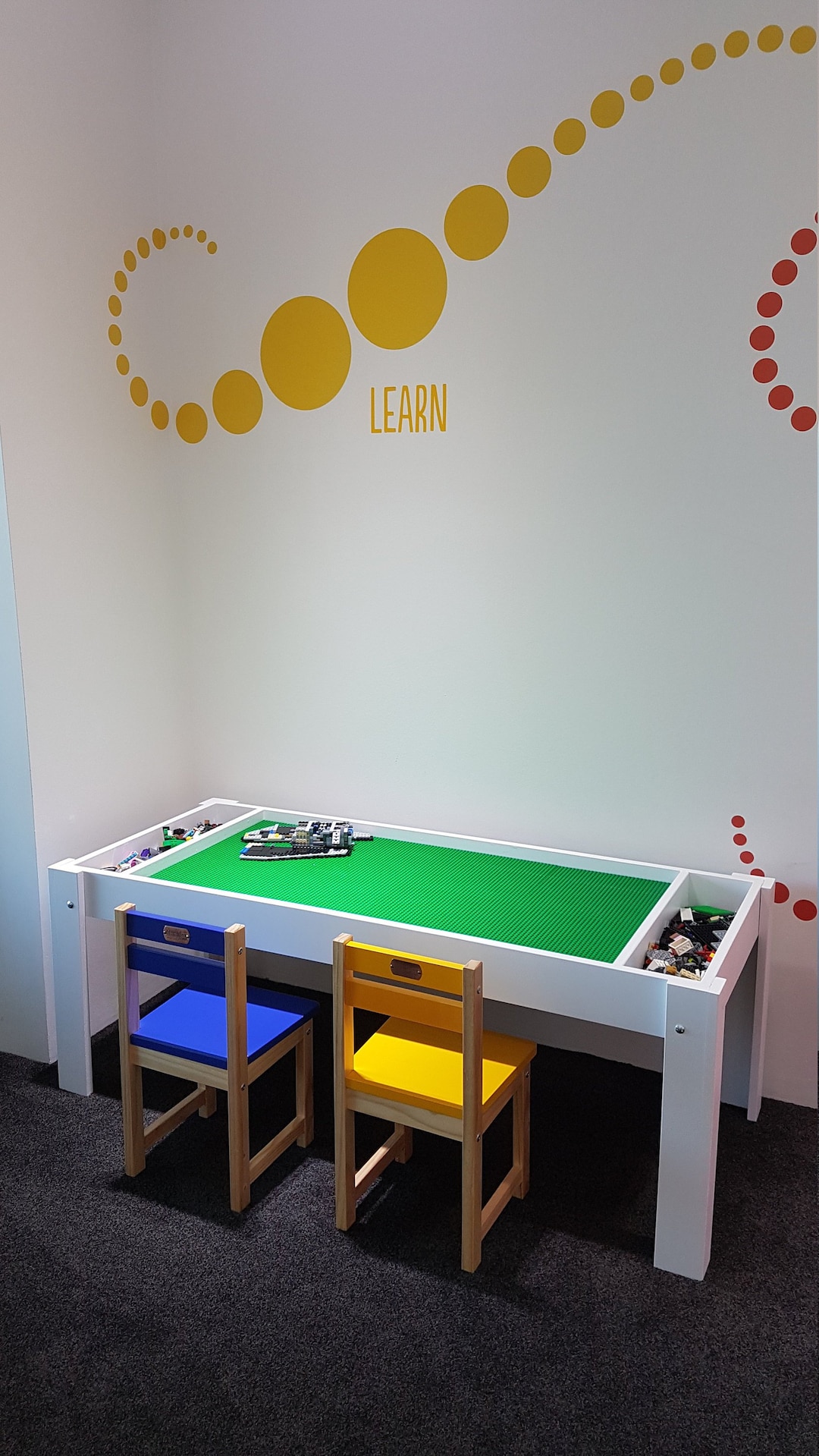Building Bricks Table Activity Table Building Blocks Table Kids Table Train Table Art Table Kids Desk Playroom Etsy