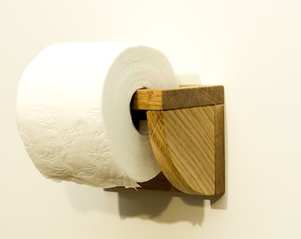 Toilet paper holder made of wood, toilet paper holder, roll left side