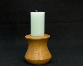 Oak candlestick, turned