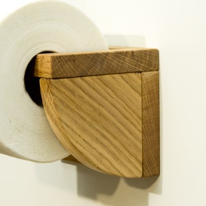 Toilet paper holder made of wood, toilet paper holder, roll left side image 3