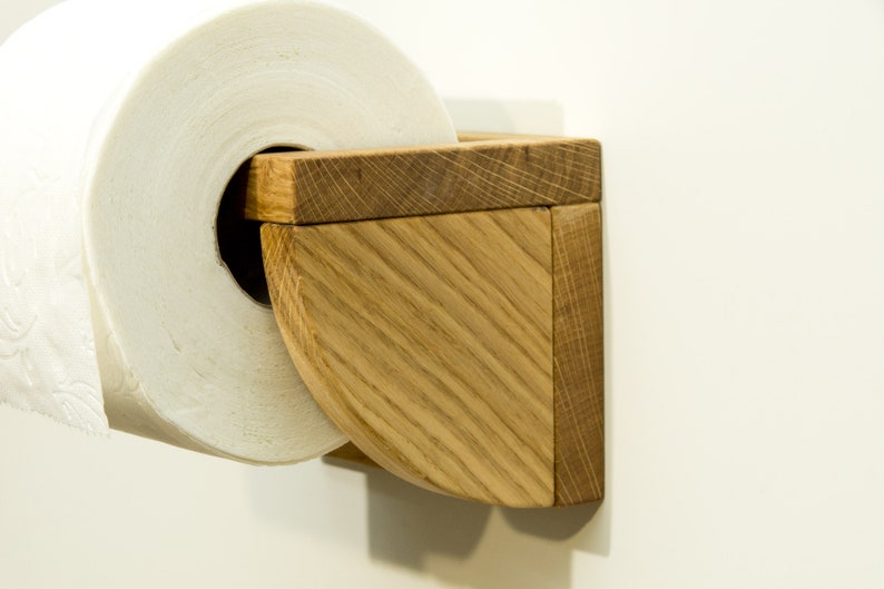 Toilet paper holder made of wood, toilet paper holder, roll left side image 3