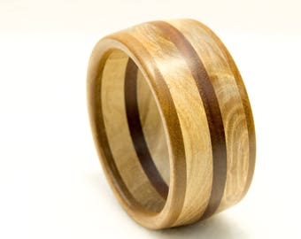 Bracelet made of 3 types of wood, turned, unique