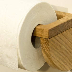 Toilet paper holder made of wood, toilet paper holder, roll left side image 2