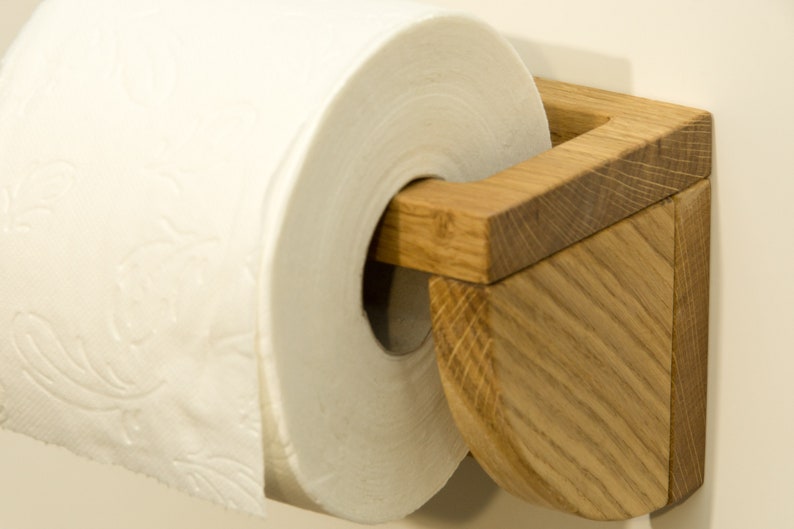 Toilet paper holder made of wood, toilet paper holder, roll left side image 2