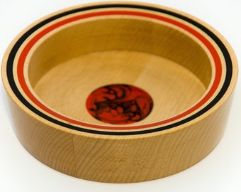 Small twisted bowl of beech, with resin embellishments