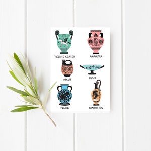 Vasi greci #2 Cartolina - Illustrazione greca - Vaso greco antico - Cartolina greca