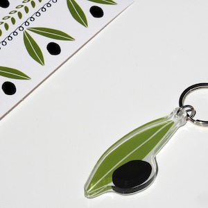 Plexiglas Schlüsselanhänger - griechische Olive - Olivenbaum - Olivenblatt - Schlüsselanhänger