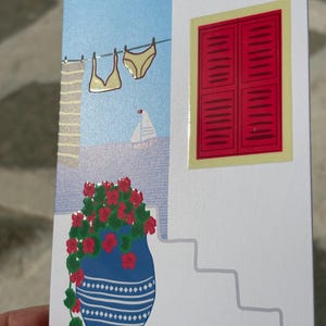 Greek Summer Living Special Finish Postkarte - Griechische Postkarten - Griechische Postkarte - Griechische Insel - Griechisch Urlaub - Geranien
