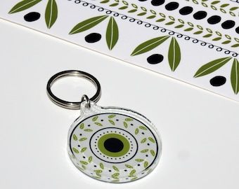 Portachiavi in plexiglass - Greek Eye - Occhio Oliva - Malocchio - Greek Mati - Portachiavi