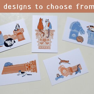 Cartolina n. 1 - Finitura speciale Gatti e rovine greche - Cartoline greche - Cartolina greca - Rovine antiche - Amante dei gatti - Regalo gatto greco immagine 4