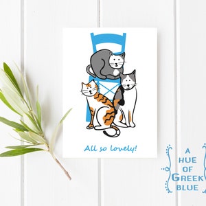 Cartolina di gatti greci - Illustrazione di gatto - Regalo di gatto - Cat Lady - Gatti della Grecia - Tutti così adorabili