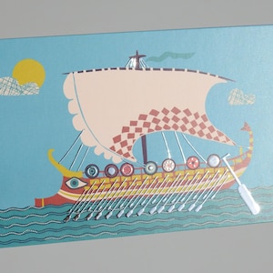 Trireme Postkarte - Griechische Postkarte - Griechische Illustration - Griechisches Kriegsschiff - Seekriegsführung