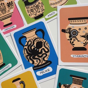 Ensemble de cartes postales de pots grecs - 7 cartes postales grecques - illustration grecque - cartes postales grecques - pots grecs anciens
