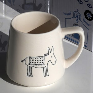 280ml Greek Donkey Ceramic Mug - Cream Mug - Greek Gift - Donkey Gift - Donkey Cup - Donkey Lover Gift