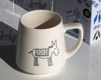 280ml Greek Donkey Ceramic Mug - Cream Mug - Greek Gift - Donkey Gift - Donkey Cup - Donkey Lover Gift