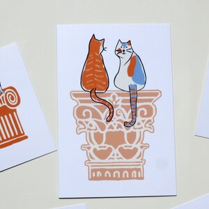 Cartolina n. 1 - Finitura speciale Gatti e rovine greche - Cartoline greche - Cartolina greca - Rovine antiche - Amante dei gatti - Regalo gatto greco