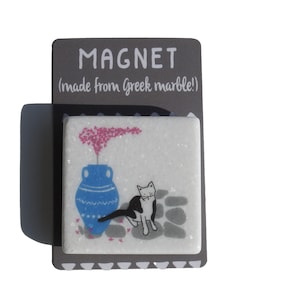 Marble Magnet - Taverna Cat - Greek Cats - Greek Magnet