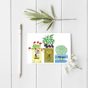 Greek Upcycled Planters Design 1 Postcard - Greek Postcard - Greek Yard