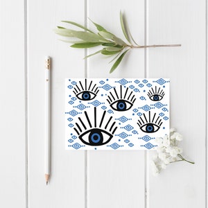 Evil Eye Postcard - Design greco - Carta greca
